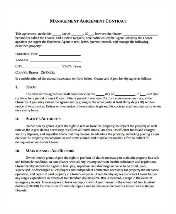 management contract hotel pdf